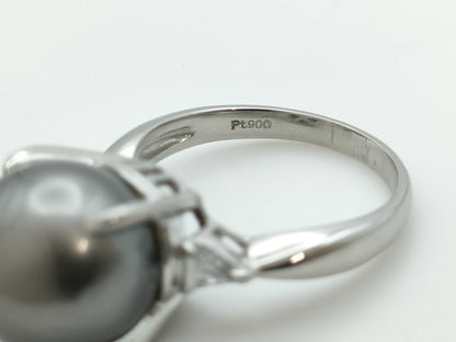 Pearl, Diameter: Approx. 12.1mm, D0.115ct, Pt900, 9.3g, Ring 