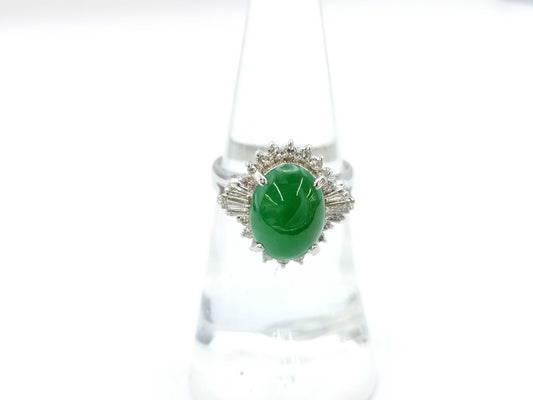 1.7ct Jadeite D0.26ct PT900 8.2g Ring 