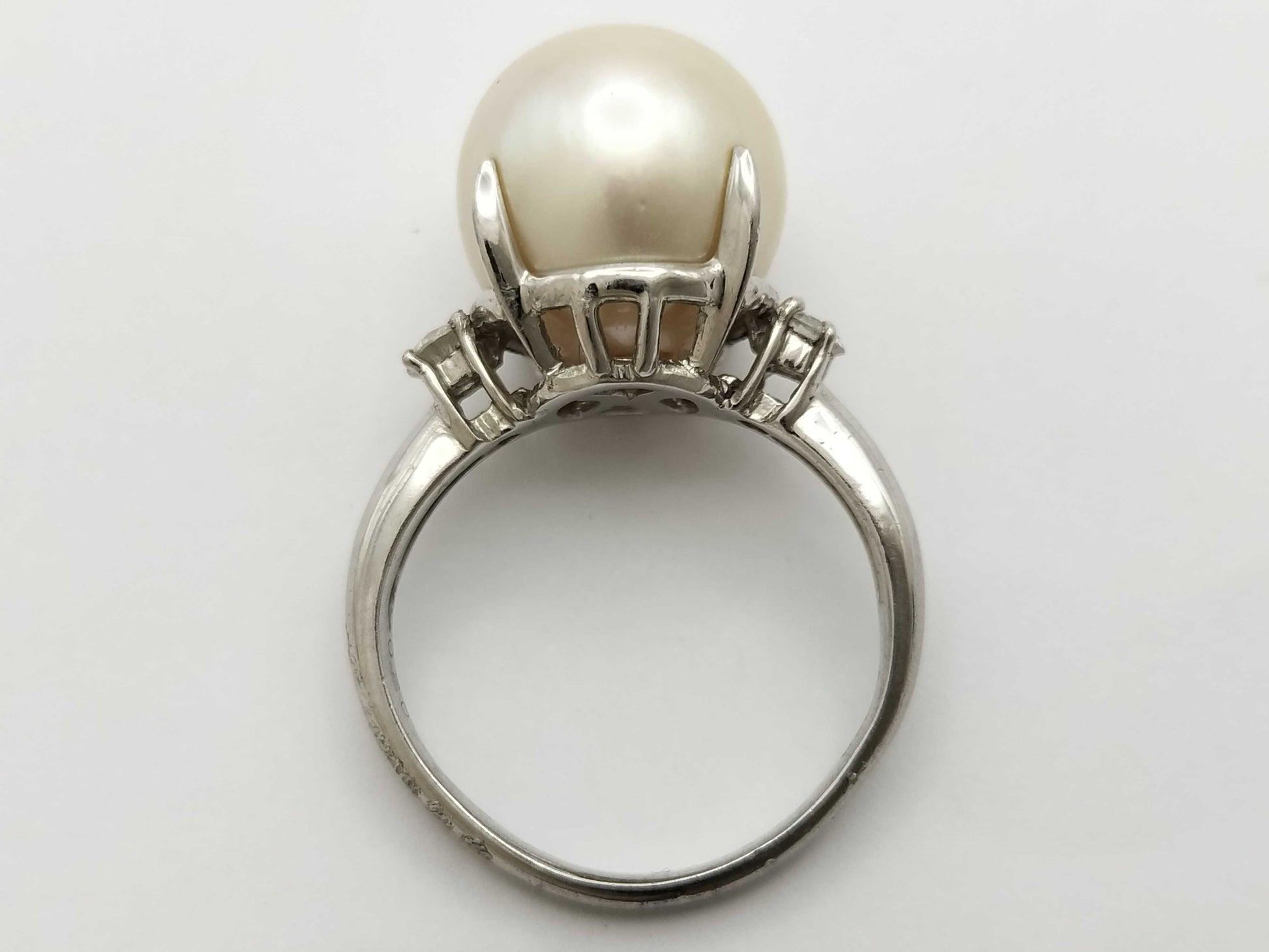 Pearl Ring, Diameter: Approx. 12.1mm, D0.20ct, Pt900, 7.7g 
