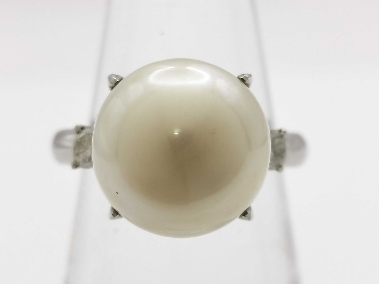 Pearl Ring, Diameter: Approx. 12.1mm, D0.20ct, Pt900, 7.7g 