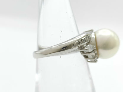 Pearl Ring, Diameter: Approx. 9.5mm, D0.32ct, Pt900, 8.2g 