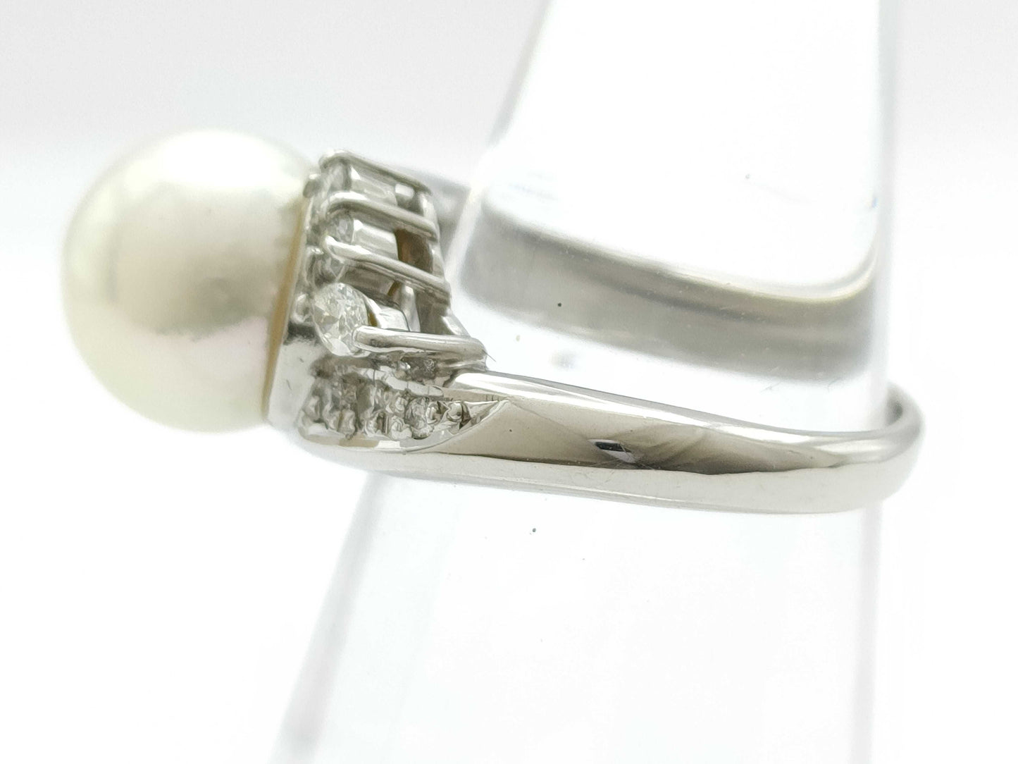 Pearl Ring, Diameter: Approx. 9.5mm, D0.32ct, Pt900, 8.2g 