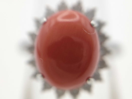 Coral 3.98ct D0.48ct PT850 5.9g Ring 