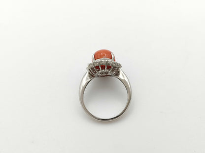 Coral 3.98ct D0.48ct PT850 5.9g Ring 