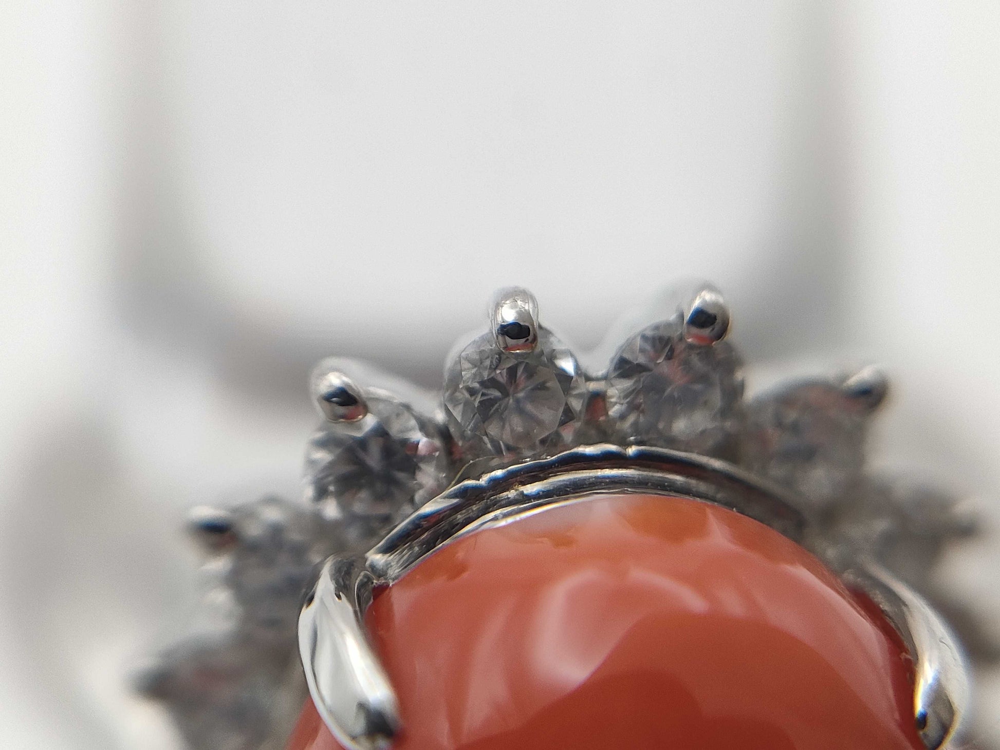 Coral 3.98ct D0.48ct PT850 5.9g Ring 