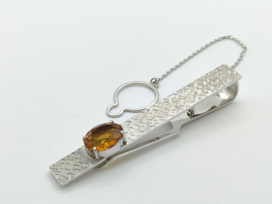 Colored Stone K14WG 8.4g Tie Pin/Cufflinks 