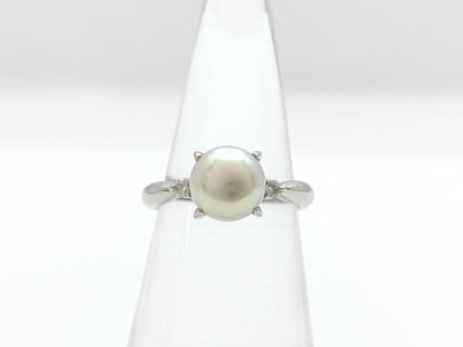Pearl diameter: approx. 7.8mm, D0.06ct, PT850, 4.9g, Ring 