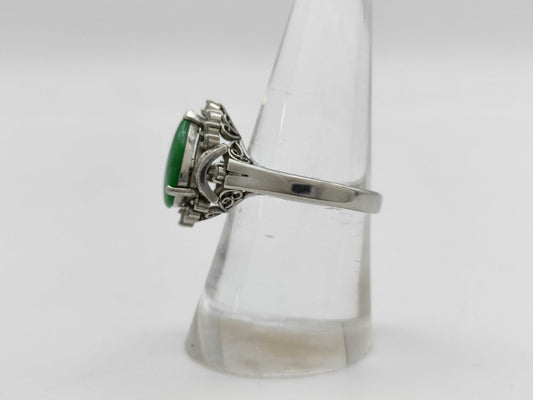 Jadeite and Diamond PT900 Ring 7.0g 