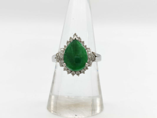 Jadeite and Diamond PT900 Ring 7.0g 