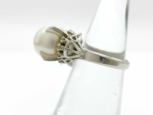 Pearl diameter: approx. 10.7mm, D0.10ct, PT900, 8.2g, Ring 