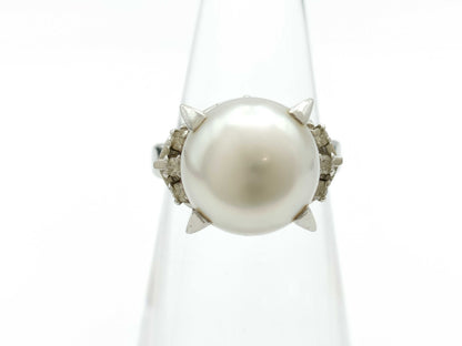 Pearl diameter: approx. 10.7mm, D0.10ct, PT900, 8.2g, Ring 