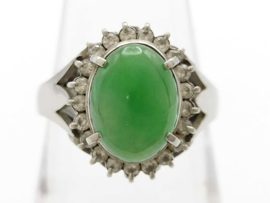 Jade D0.35ct Pt900 7.3g Ring 