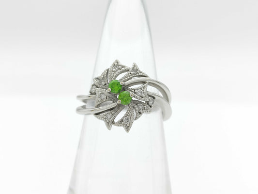 Demantoid Garnet 0.17ct D0.11ct K18WG 5.4g Ring 