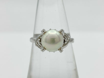 Pearl ring, diameter approx. 8.2mm, 14K white gold, 3.2g 