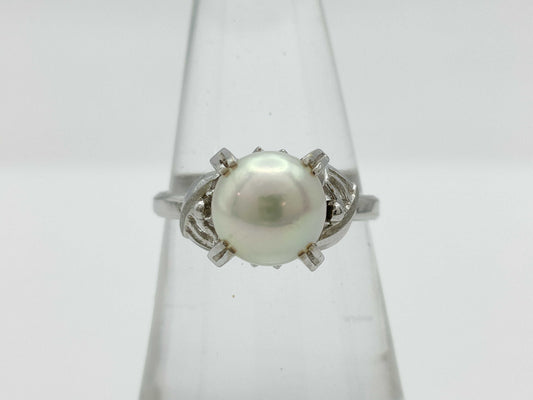 Pearl ring, diameter approx. 8.2mm, 14K white gold, 3.2g 