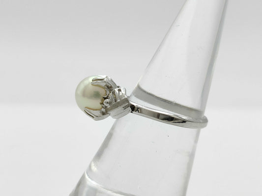 Pearl ring, diameter approx. 8.2mm, 14K white gold, 3.2g 