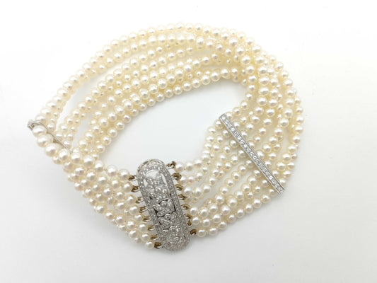 Semi-Round Pearl, Diameter: Approx. 3.4-3.6mm, D0.99ct, 750, 37.4g, Bracelet/Bangle 