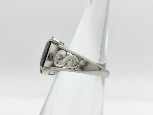 Garnet D0.02ct Pt900 9.4g Ring 