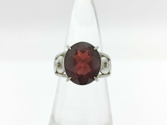 Garnet D0.02ct Pt900 9.4g Ring 