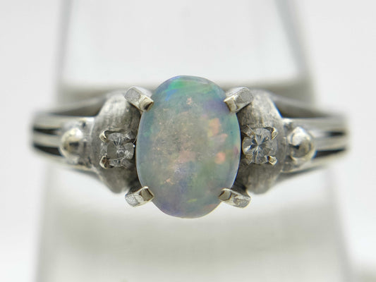 Opal Diamond 037 Stamp K14WG 2.7g Ring 