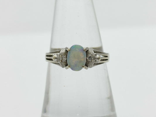 Opal Diamond 037 Stamp K14WG 2.7g Ring 