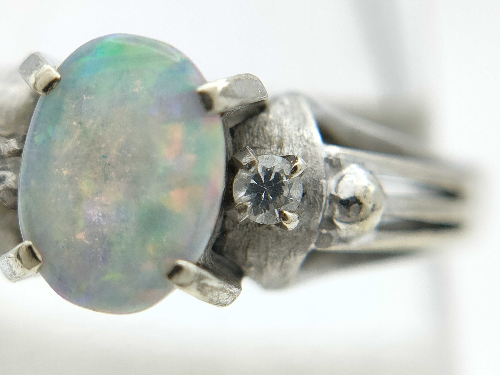 Opal Diamond 037 Stamp K14WG 2.7g Ring 