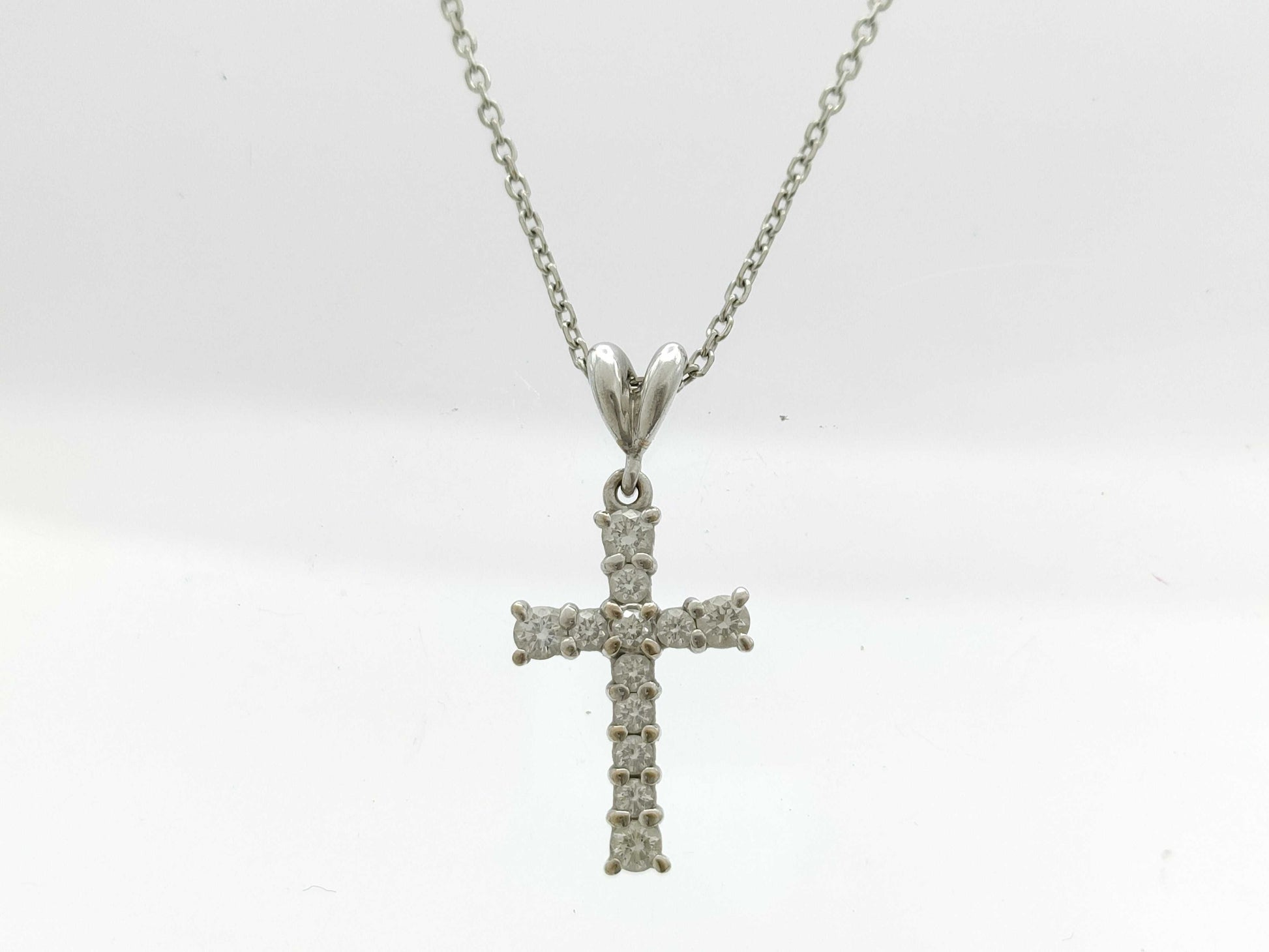 MIKIMOTO Cross D0.36ct K18 3.9g Necklace 