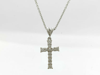 MIKIMOTO Cross D0.36ct K18 3.9g Necklace 