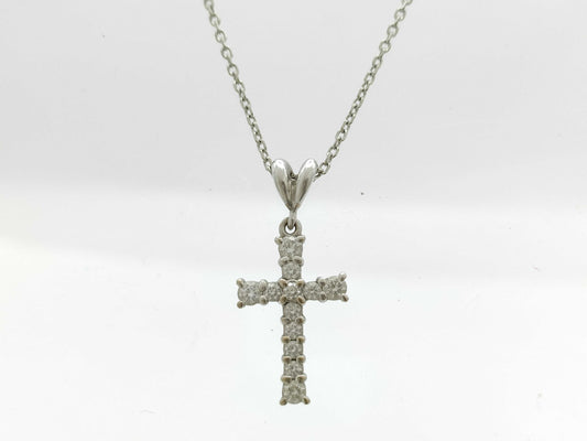 MIKIMOTO Cross D0.36ct K18 3.9g Necklace 