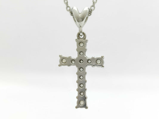 MIKIMOTO Cross D0.36ct K18 3.9g Necklace 