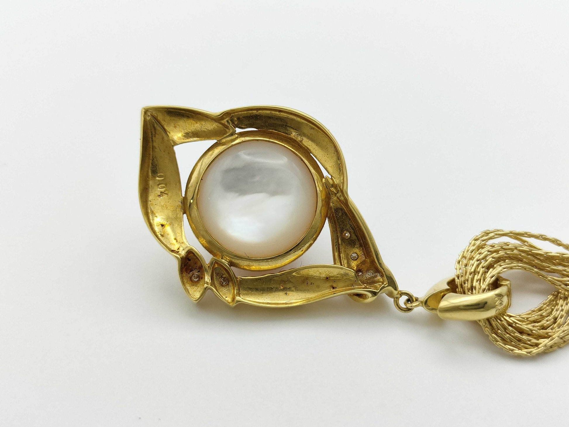 Mabe Pearl Necklace, Diameter: Approx. 13.8mm, D0.04ct, 750, 37.5g 