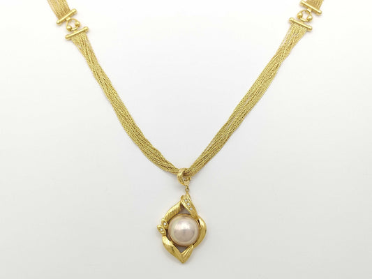 Mabe Pearl Necklace, Diameter: Approx. 13.8mm, D0.04ct, 750, 37.5g 