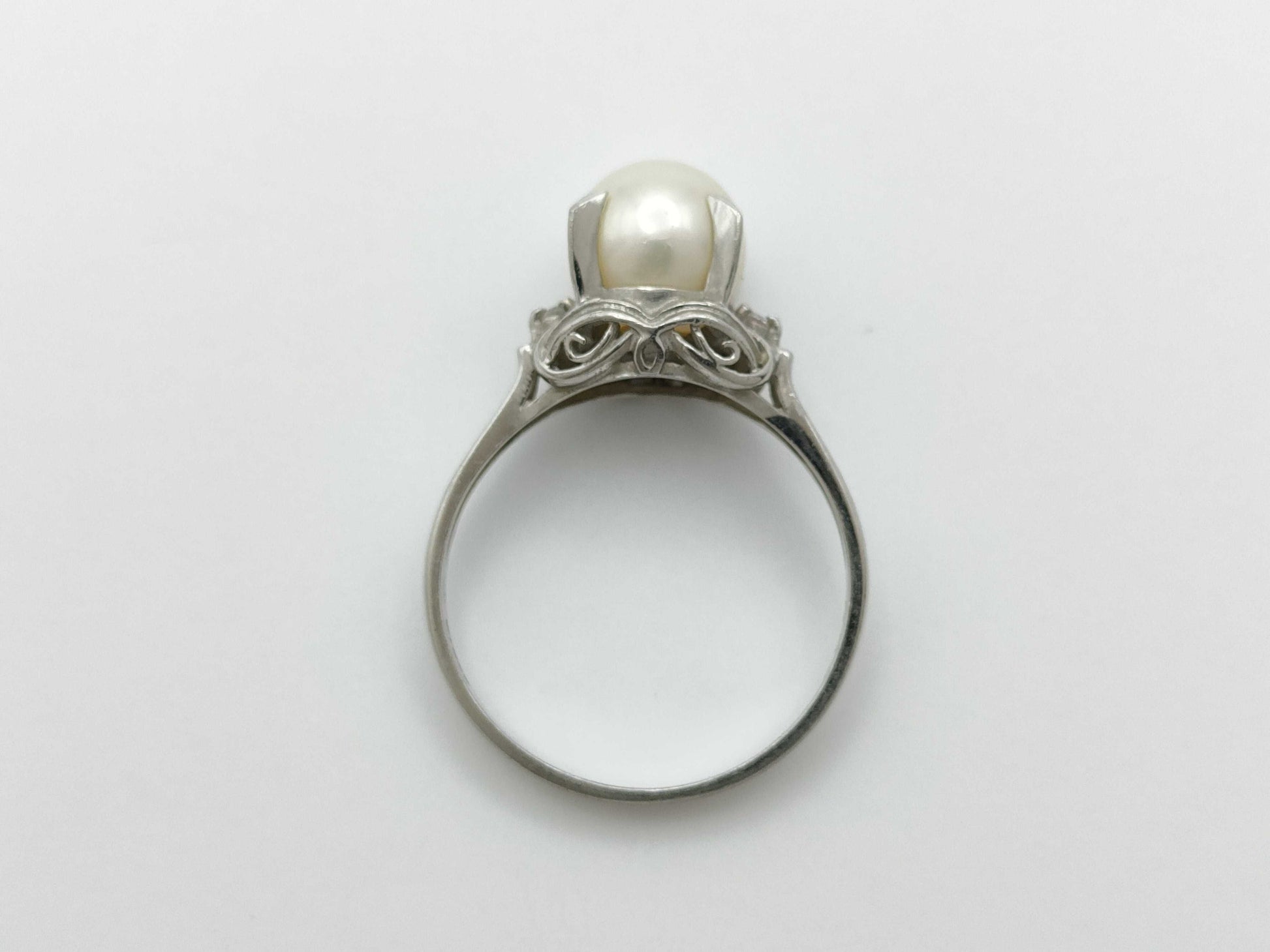 Pearl, Diameter: Approx. 7.3mm, D0.02ct, Pt900, 3.4g, Ring 
