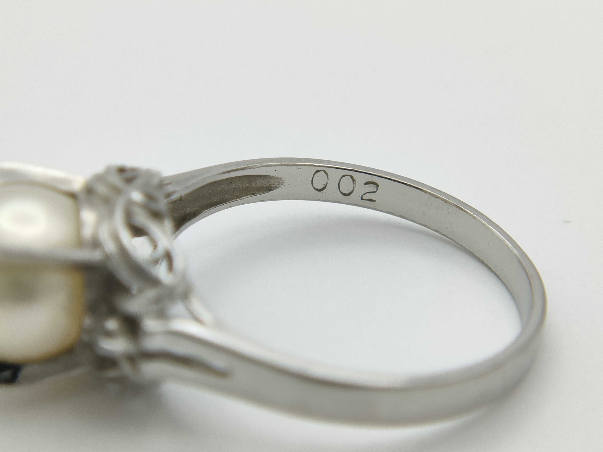 Pearl, Diameter: Approx. 7.3mm, D0.02ct, Pt900, 3.4g, Ring 