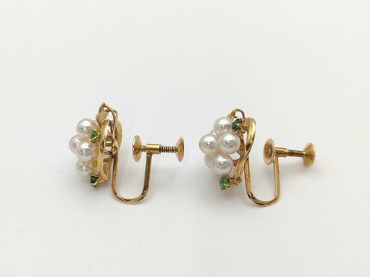 Colored Pearl Earrings, Diameter: Approx. 4.2-4.4mm, 14K Gold, 5.1g 