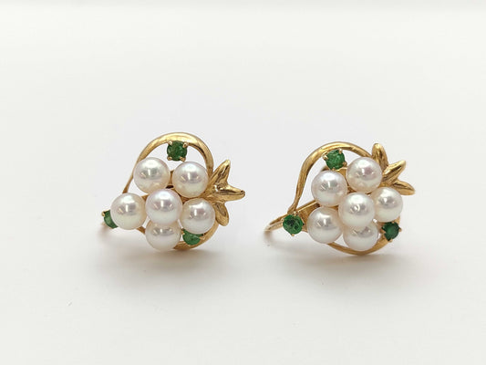 Colored Pearl Earrings, Diameter: Approx. 4.2-4.4mm, 14K Gold, 5.1g 