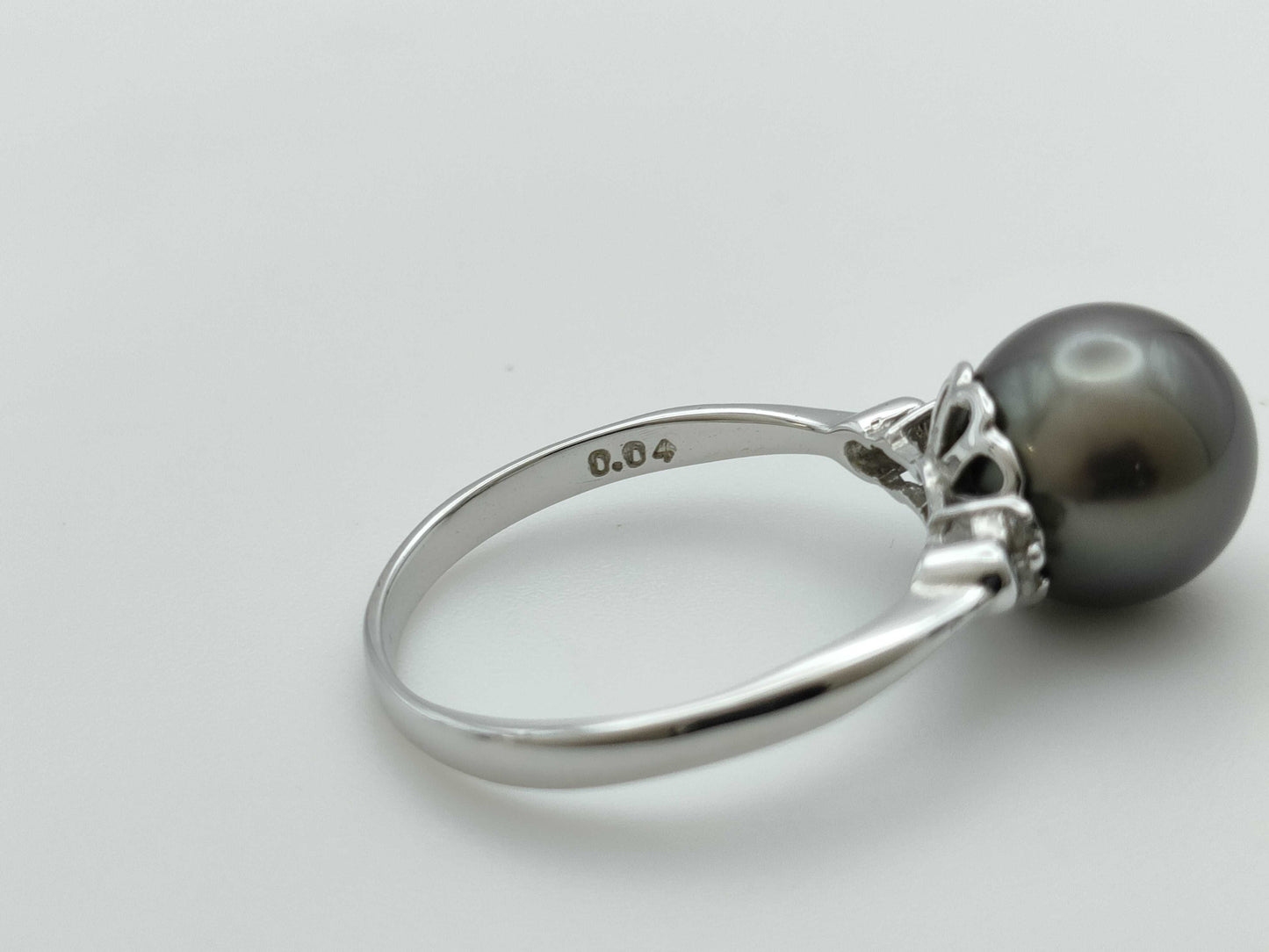 Pearl, diameter approx. 9.4mm, D0.04ct, 18K White Gold, 3.0g, Ring 