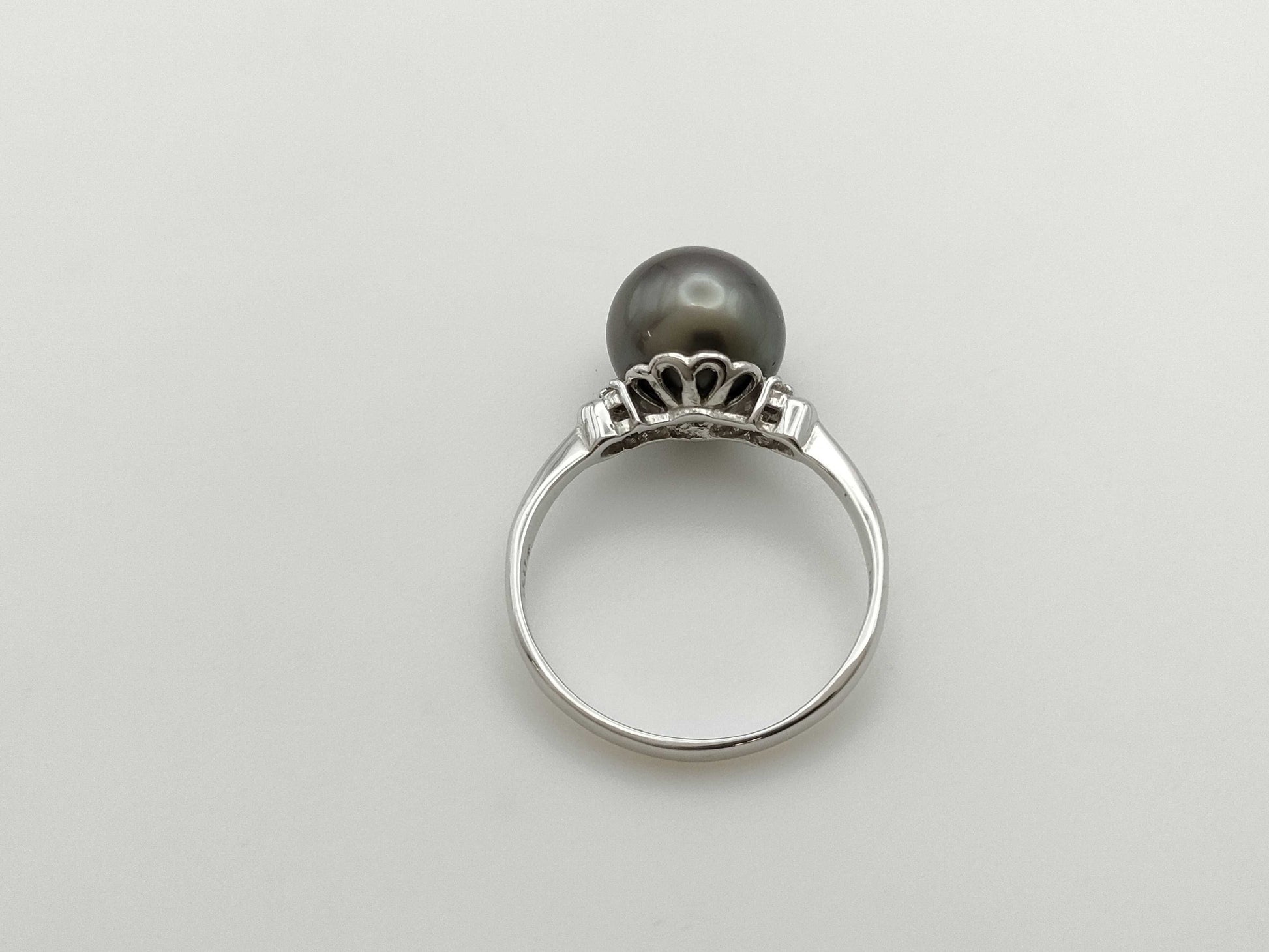 Pearl, diameter approx. 9.4mm, D0.04ct, 18K White Gold, 3.0g, Ring 