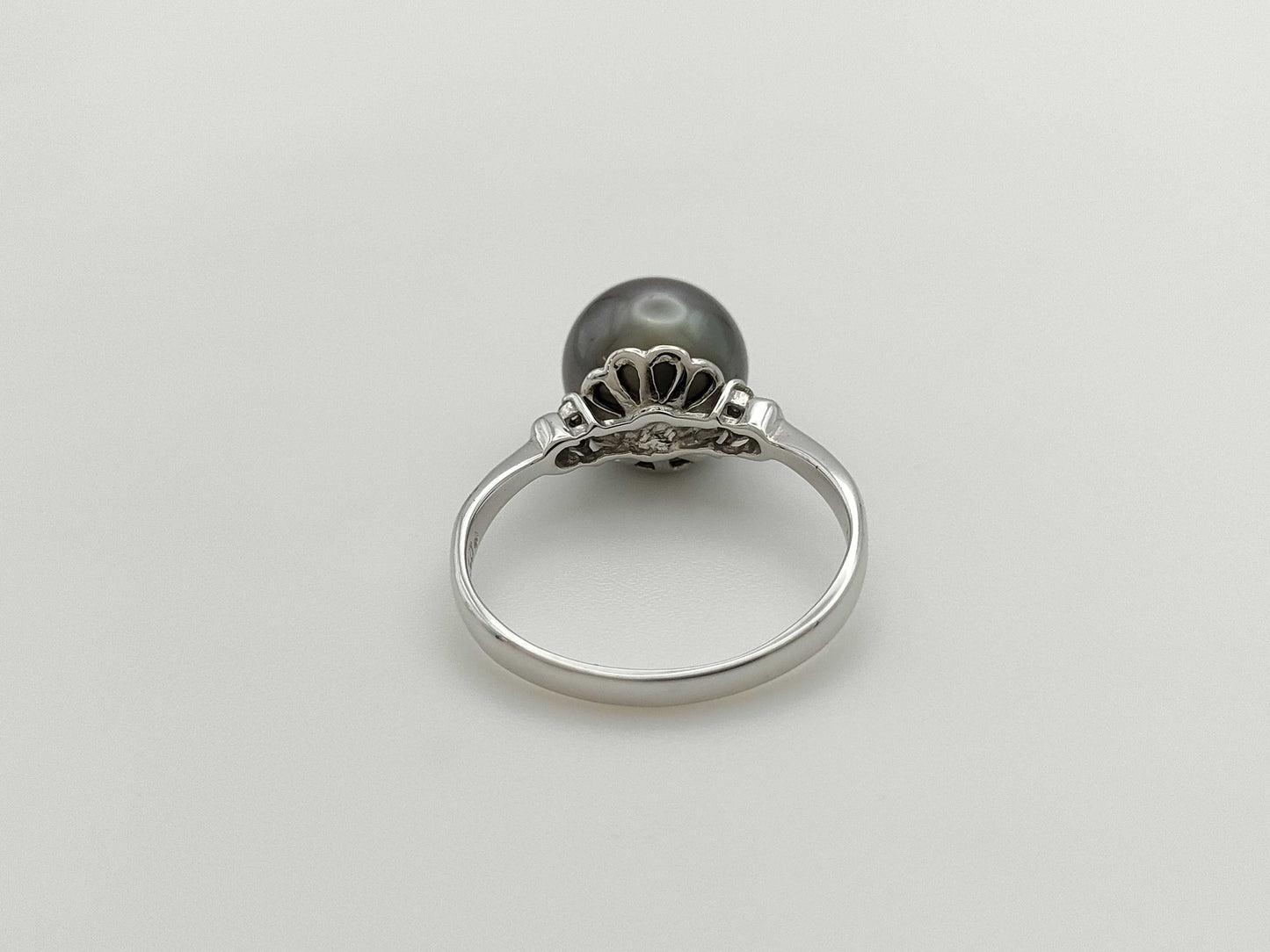 Pearl, diameter approx. 9.4mm, D0.04ct, 18K White Gold, 3.0g, Ring 