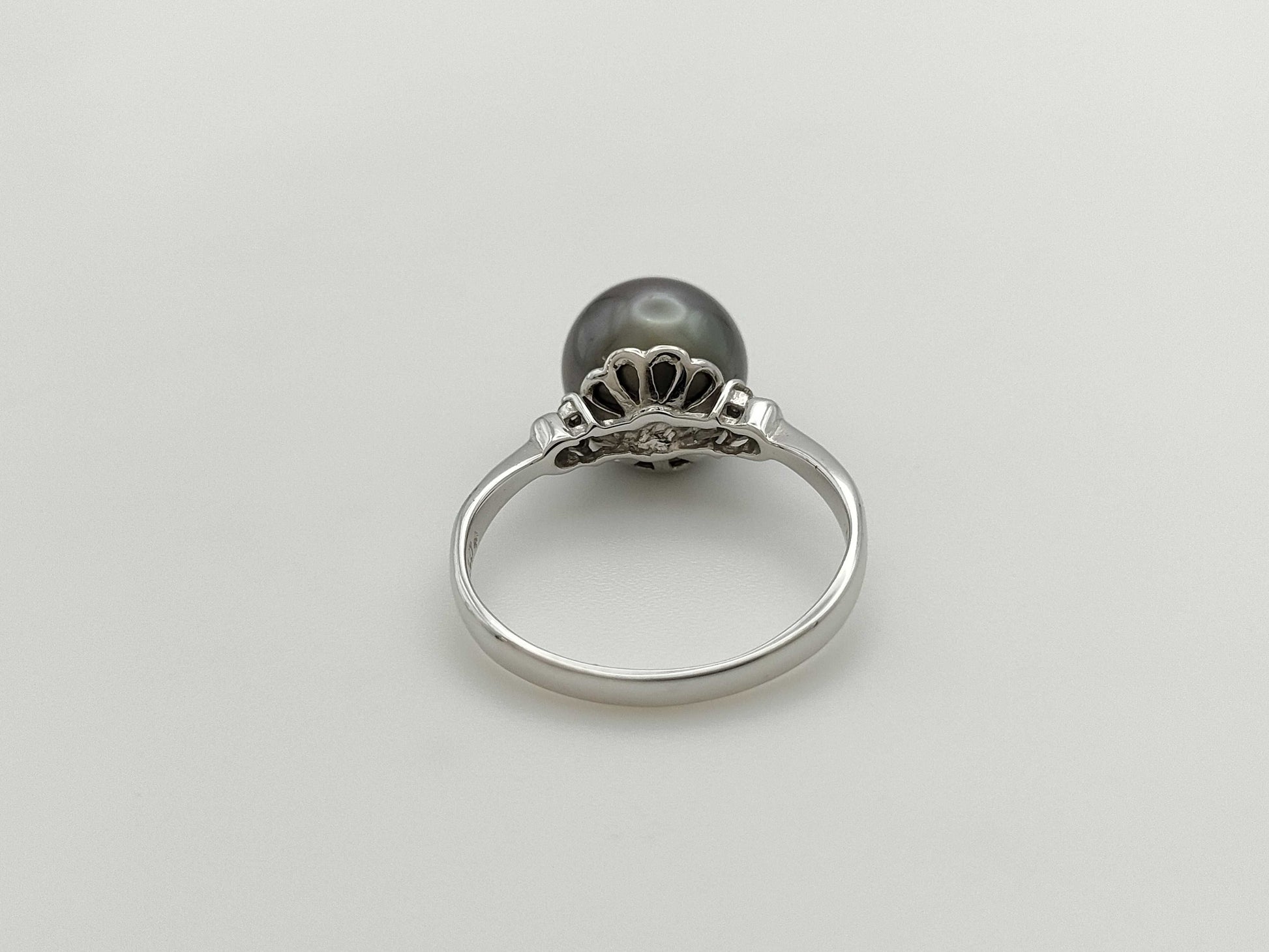 Pearl, diameter approx. 9.4mm, D0.04ct, 18K White Gold, 3.0g, Ring 