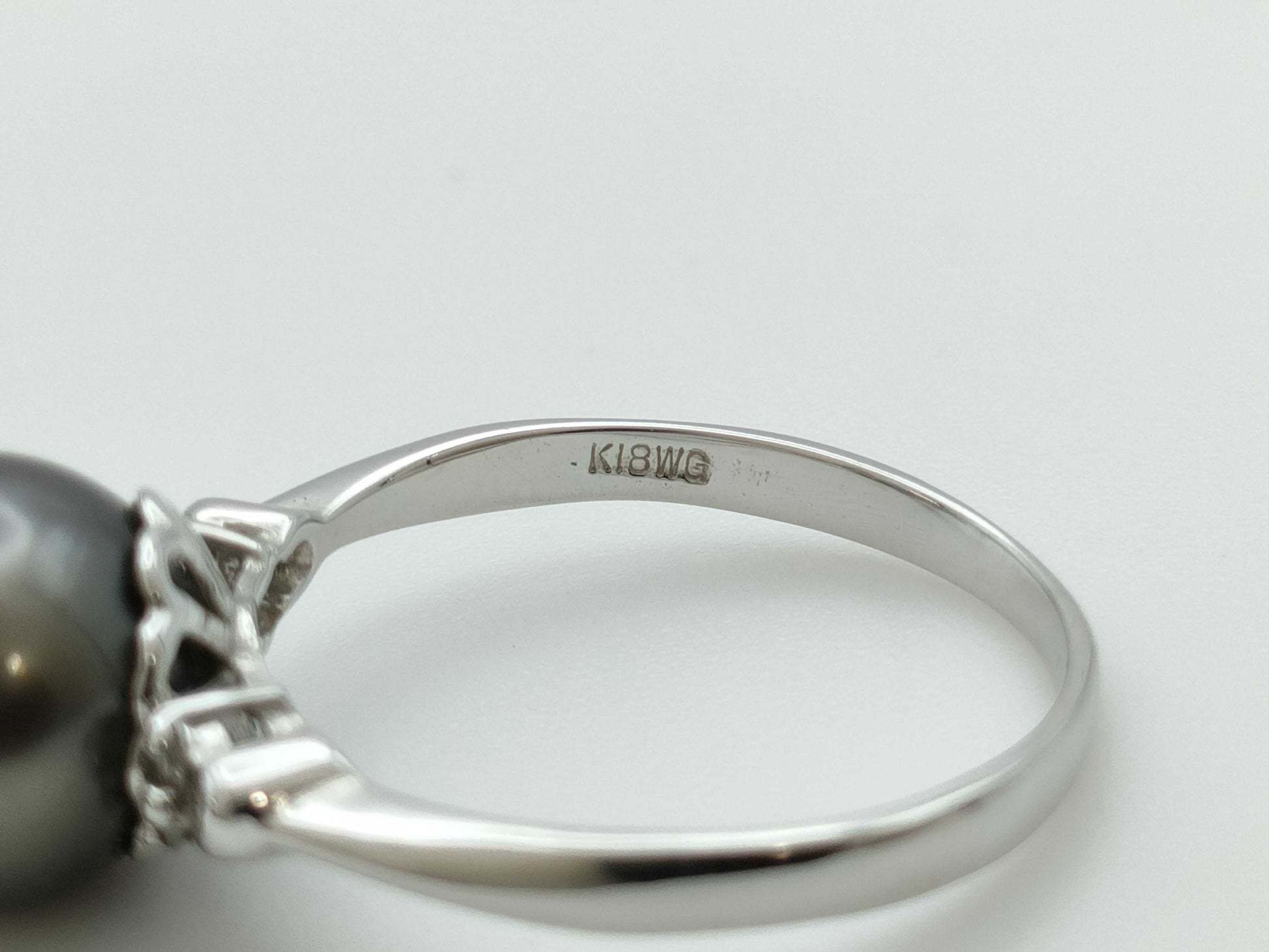 Pearl, diameter approx. 9.4mm, D0.04ct, 18K White Gold, 3.0g, Ring 