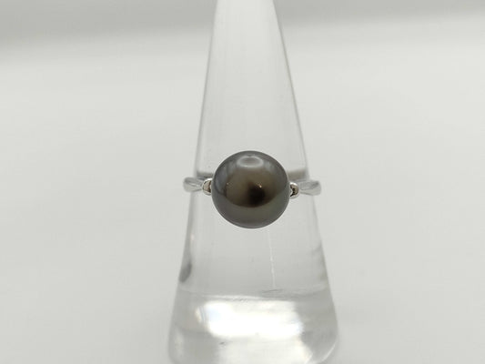 Pearl, diameter approx. 9.4mm, D0.04ct, 18K White Gold, 3.0g, Ring 