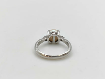 Pearl diameter: approx. 7.0mm, D0.06ct, PT850, 4.6g, Ring 