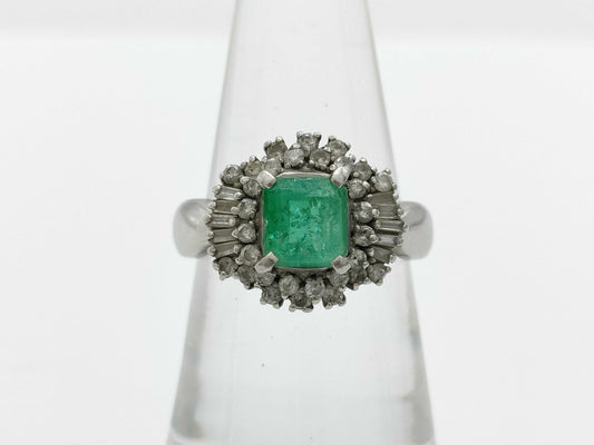 E1.02ct D0.50ct Pt900 6.4g Ring 