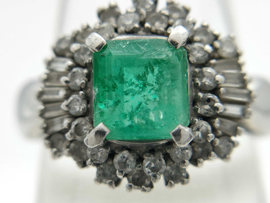 E1.02ct D0.50ct Pt900 6.4g Ring 
