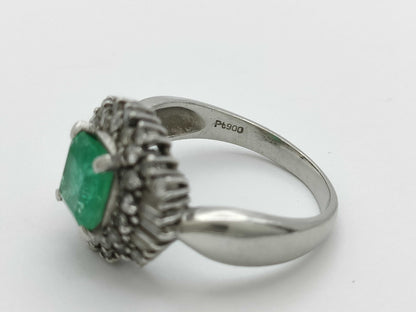 E1.02ct D0.50ct Pt900 6.4g Ring 