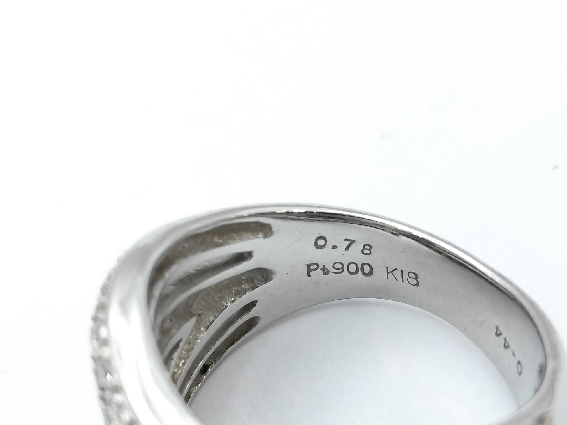 D0.78ct/0.44ct PT900/K18 15.4g Ring 