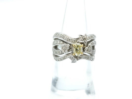 D0.78ct/0.44ct PT900/K18 15.4g Ring 