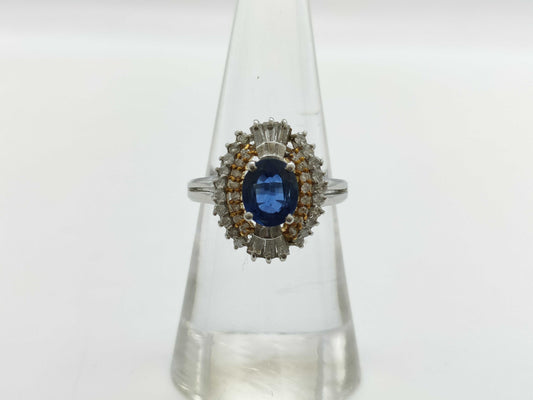 S1.18ct D0.50ct Pt900/K18 6.1g Ring 