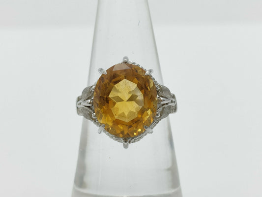 Citrine 14K White Gold 4.9g Ring 